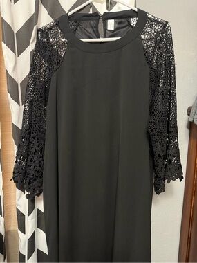 Amazon Black Long Sleeve Crochet Ponte Dress